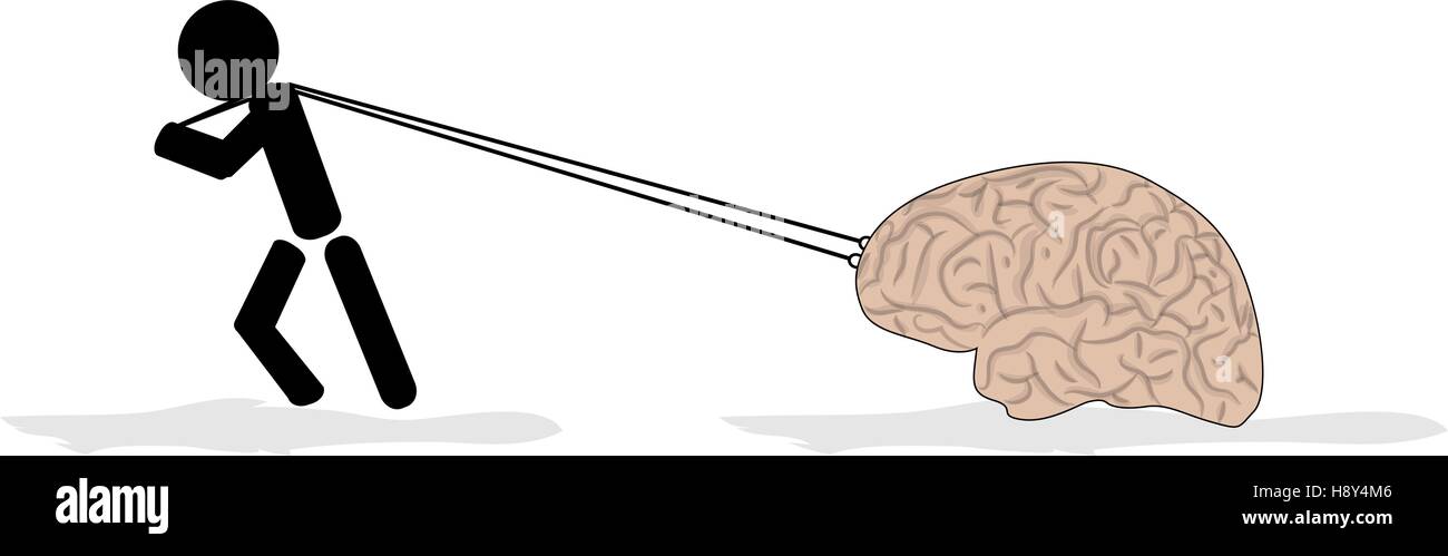 Umano e il cervello Illustrazione Vettoriale