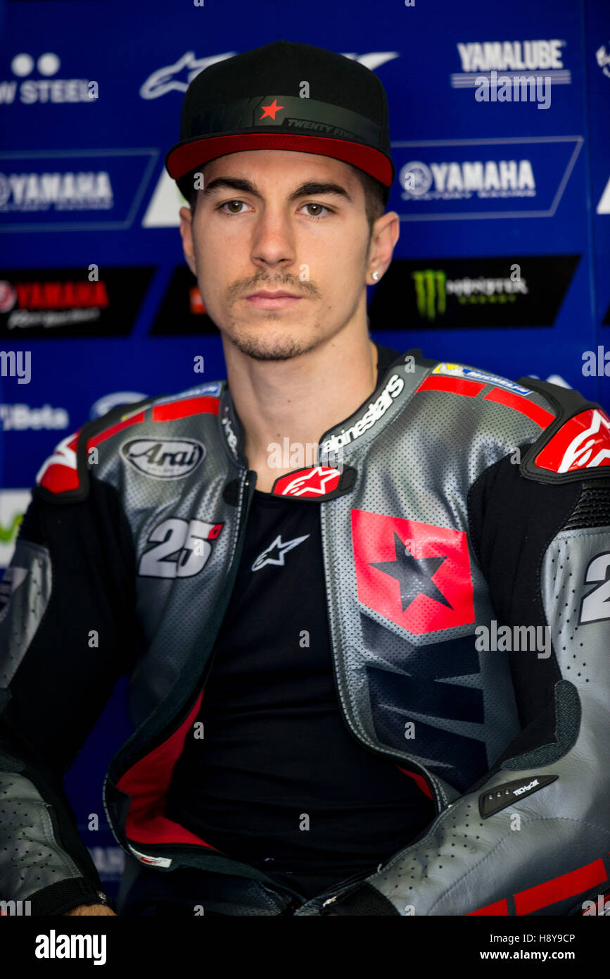 Valencia, Spagna. Xvi Nov, 2016. #25 Maverick Viñales (spagnolo) MOVISTAR Yamaha Yamaha MotoGP durante Valencia Test ufficiali MotoGP il giorno 2 presso il Circuito Ricardo Tormo di Valencia. © Jose Breton/Pacific Press/Alamy Live News Foto Stock