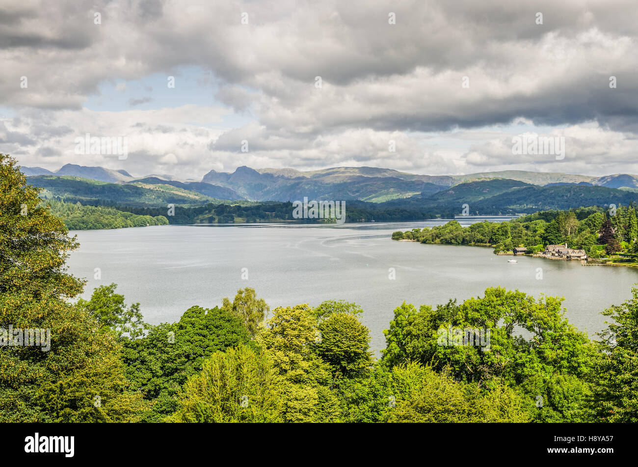 Lago di Windermere da Sud Foto Stock
