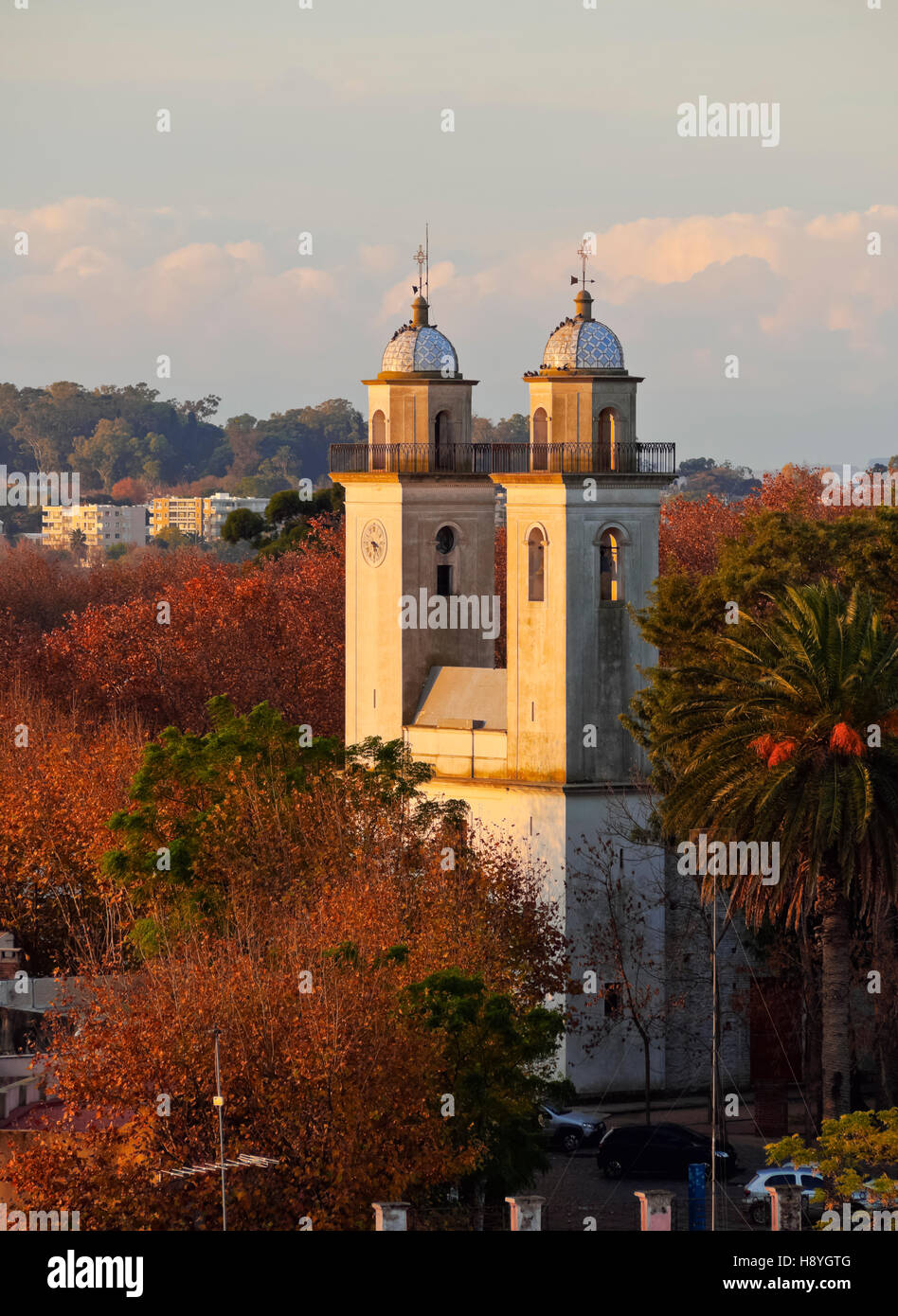 Uruguay Colonia Dipartimento Colonia del Sacramento in elevazione del quartiere storico con caratteristico edificio del Foto Stock