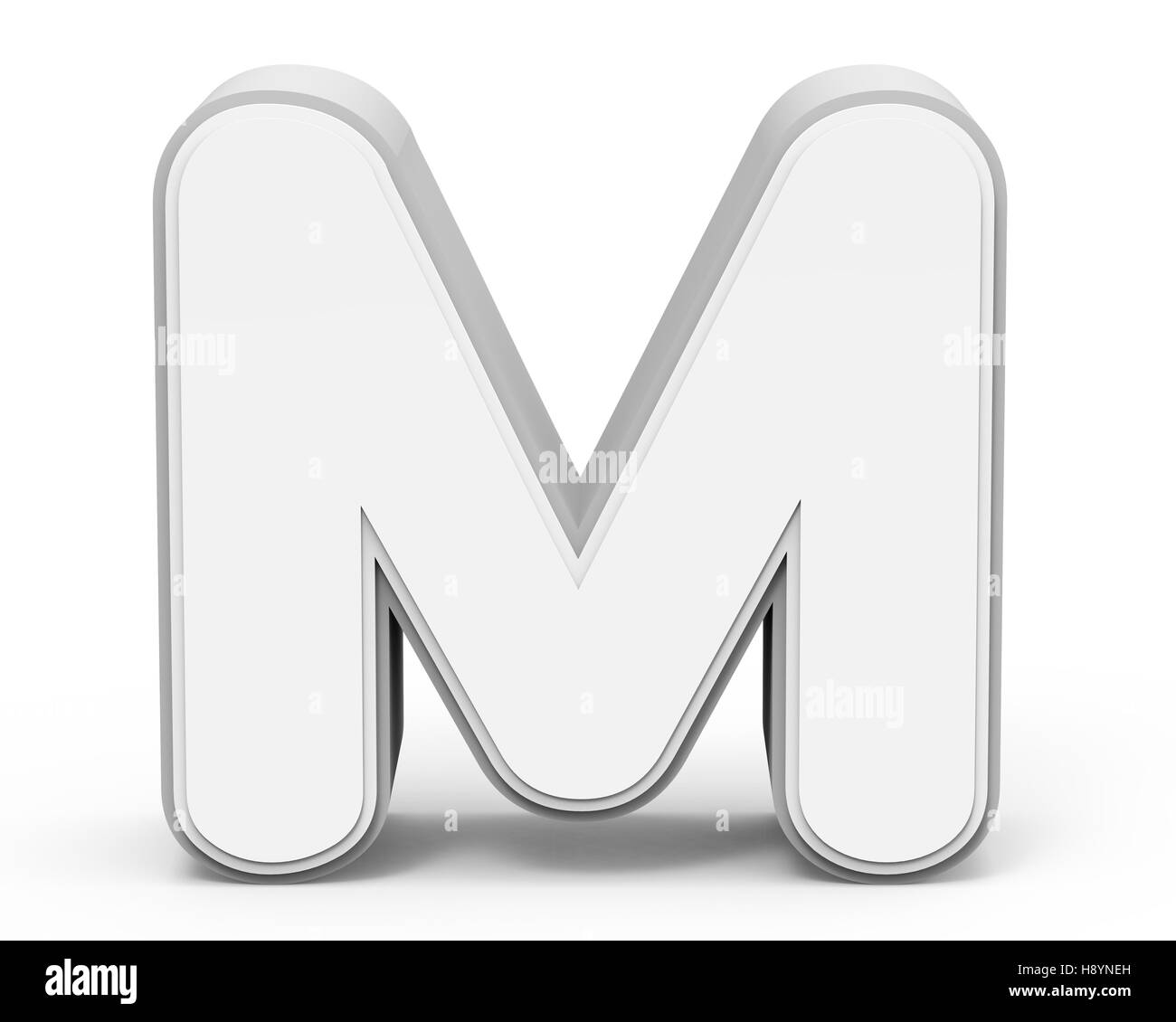 White lettera M, 3D rendering grafico isolato su sfondo bianco Foto Stock