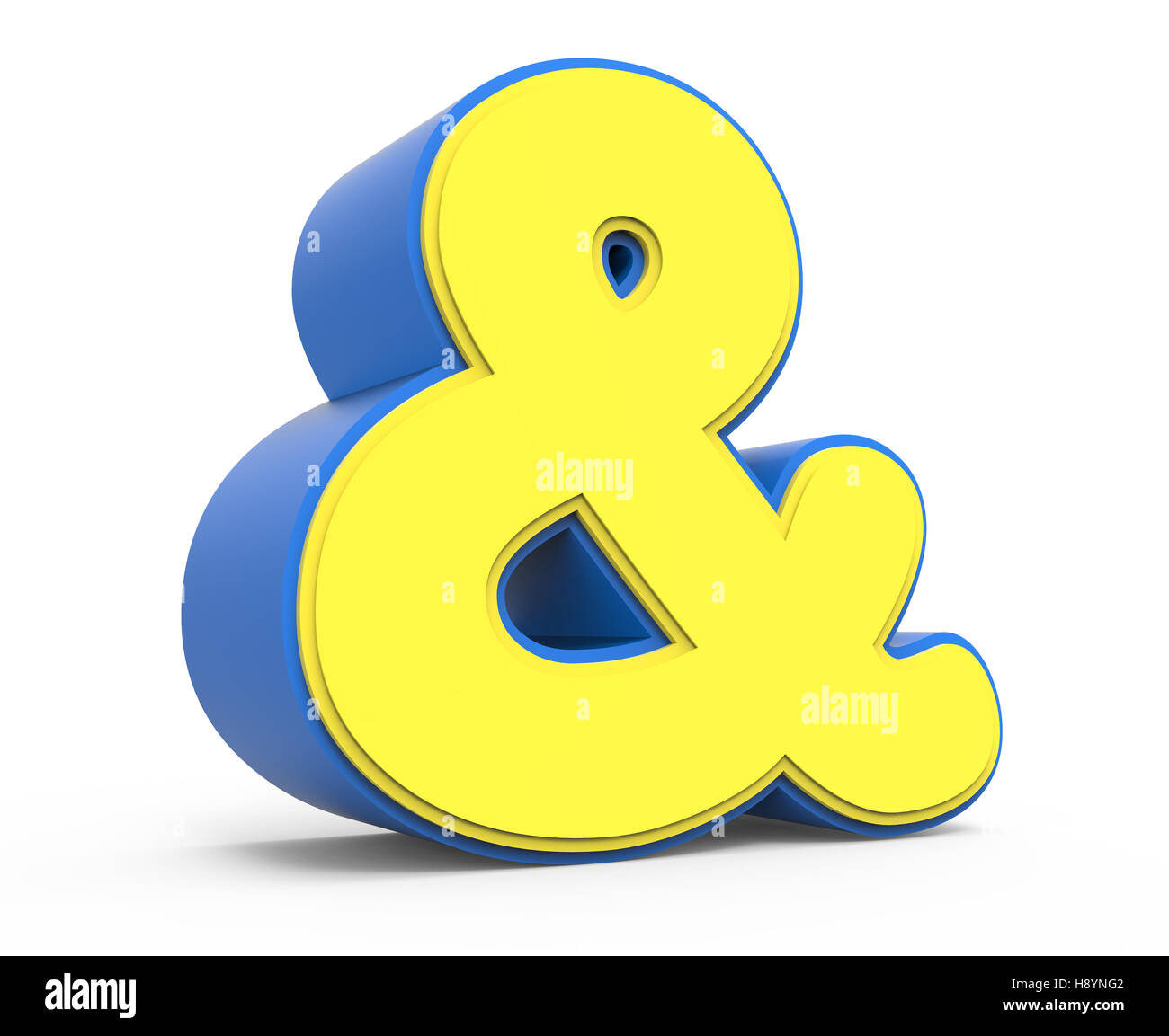 Carino il giallo e il segno, cartello giallo con cornice blu, toylike firmare per la progettazione e il rendering 3D Foto Stock