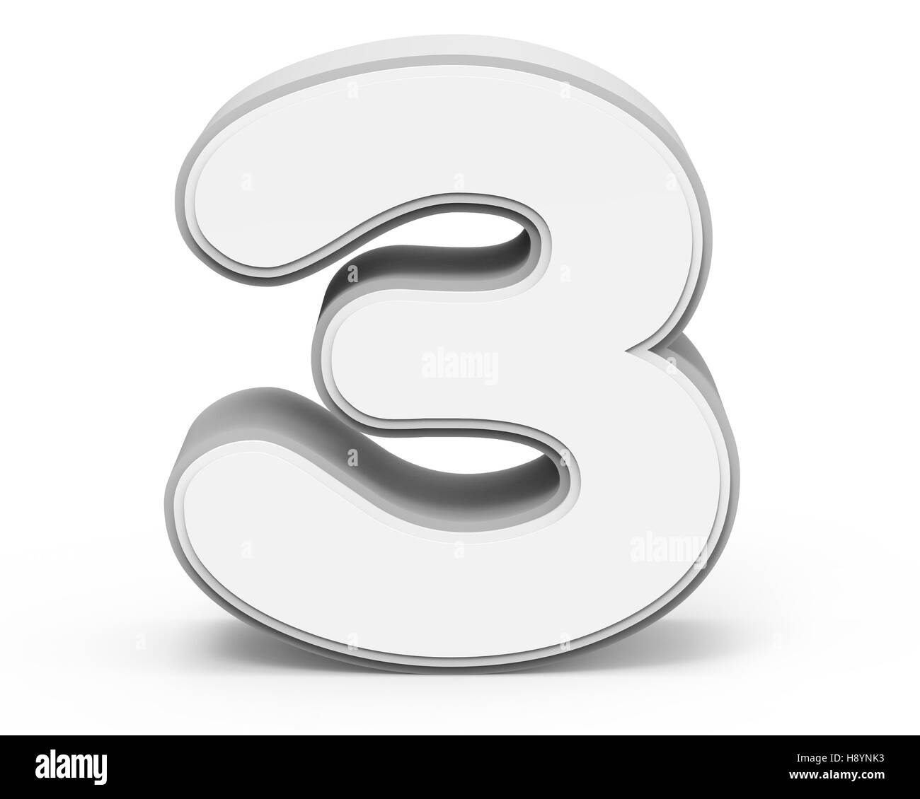 Numero bianco 3, rendering 3D graphic isolati su sfondo bianco Foto Stock