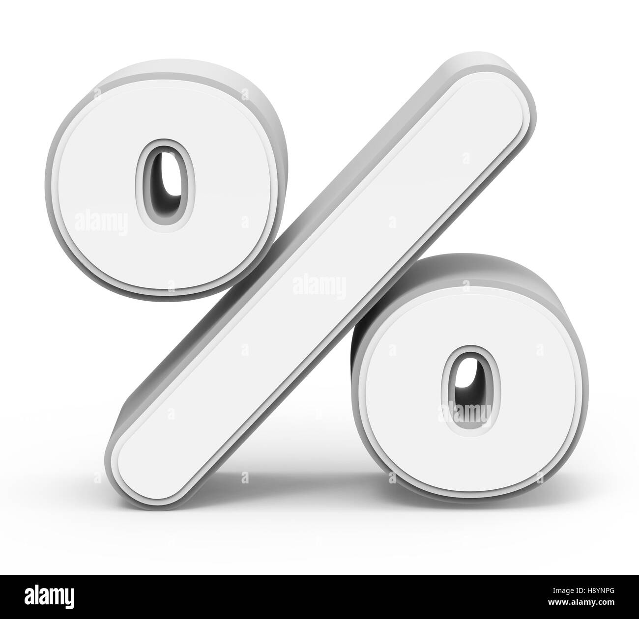 Percentuale di bianco mark, rendering 3D graphic isolati su sfondo bianco Foto Stock