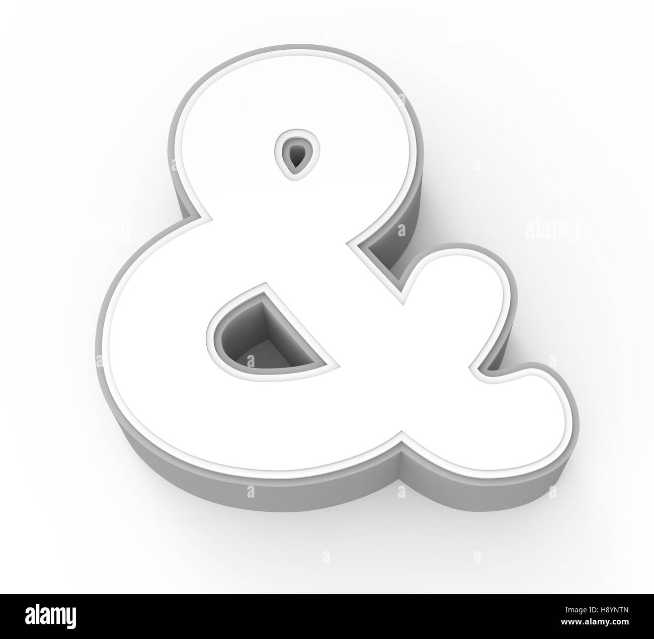 White ampersand mark, rendering 3D graphic isolati su sfondo bianco Foto Stock