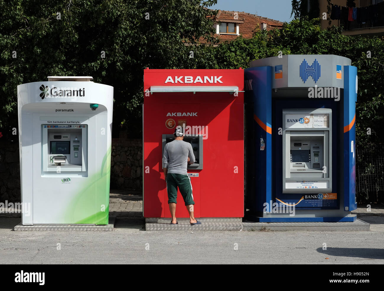 Punti cassa per varie banche, prese Ottobre 11th, 2016 a Dalyan (Turchia). Foto: Jens Kalaene /dpa Foto Stock
