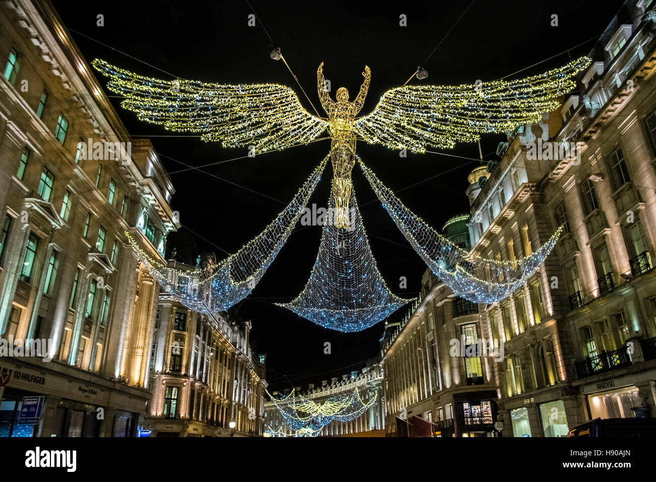 Regent Street, luminarie di Natale 2016, London, Regno Unito Foto Stock