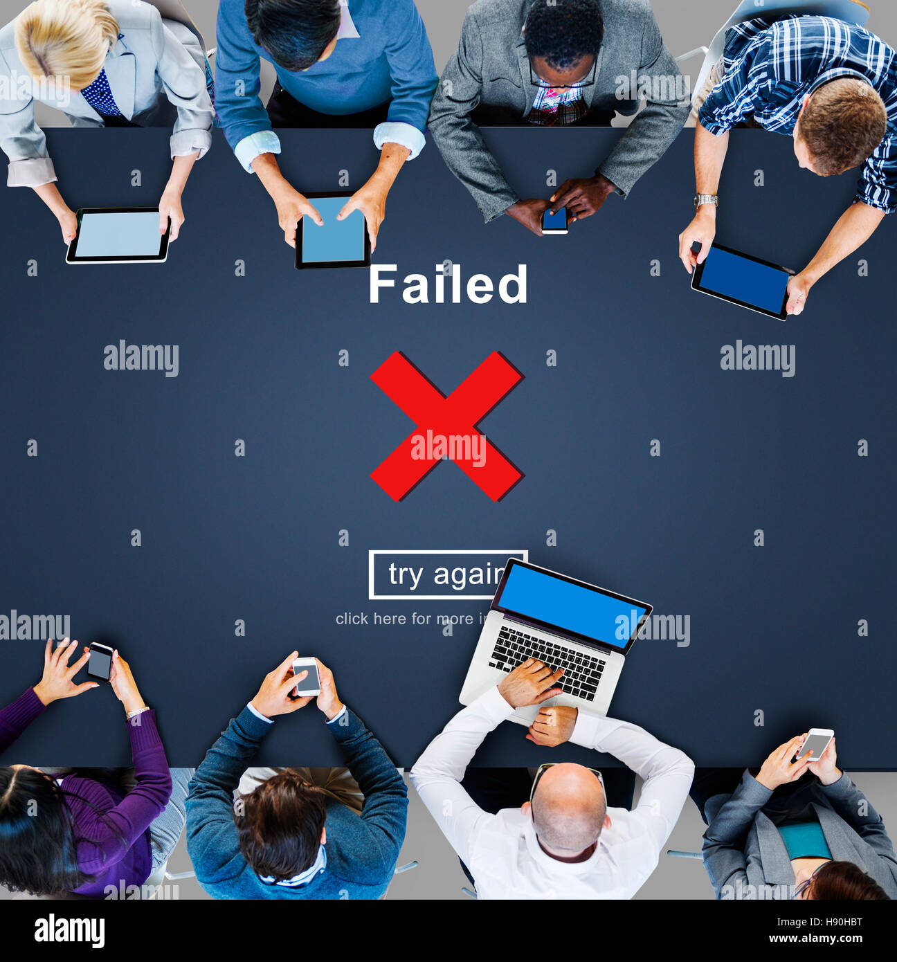 Icona incrociata Messaggio Fallito Concept Foto Stock