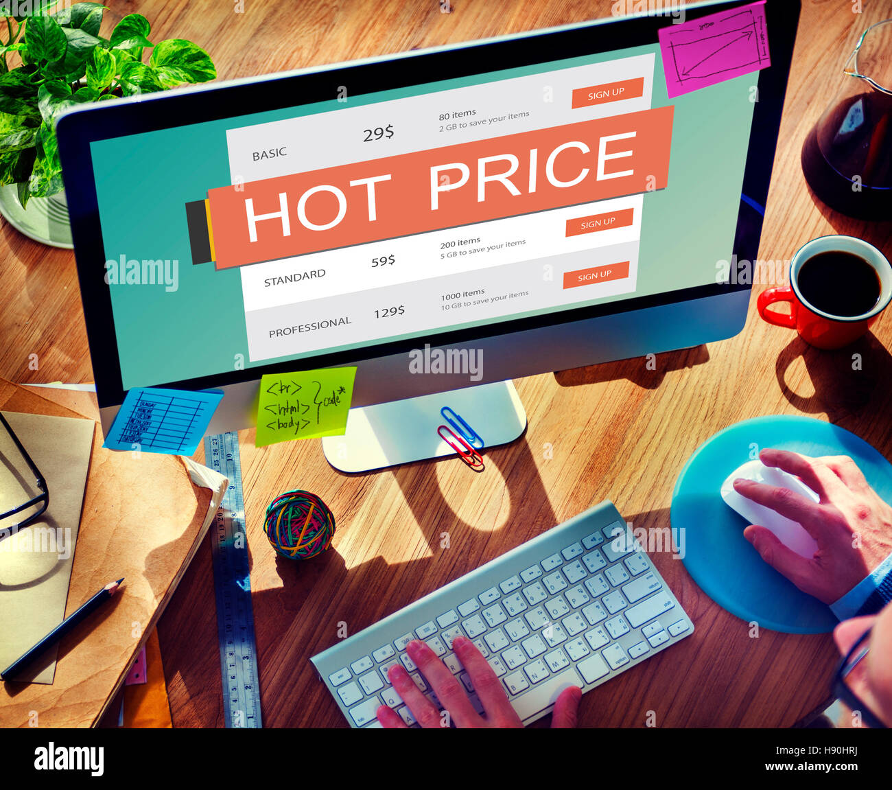 L'E-Commerce Vendita calda Sconto Prezzo Concetto di trattativa Foto Stock