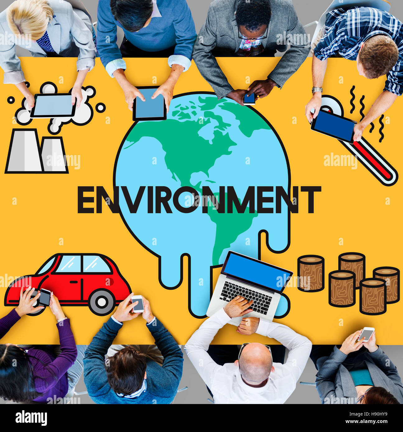 Temperatura massa salva pianeta inquinamento Ambiente Cambiamento Climatico Foto Stock