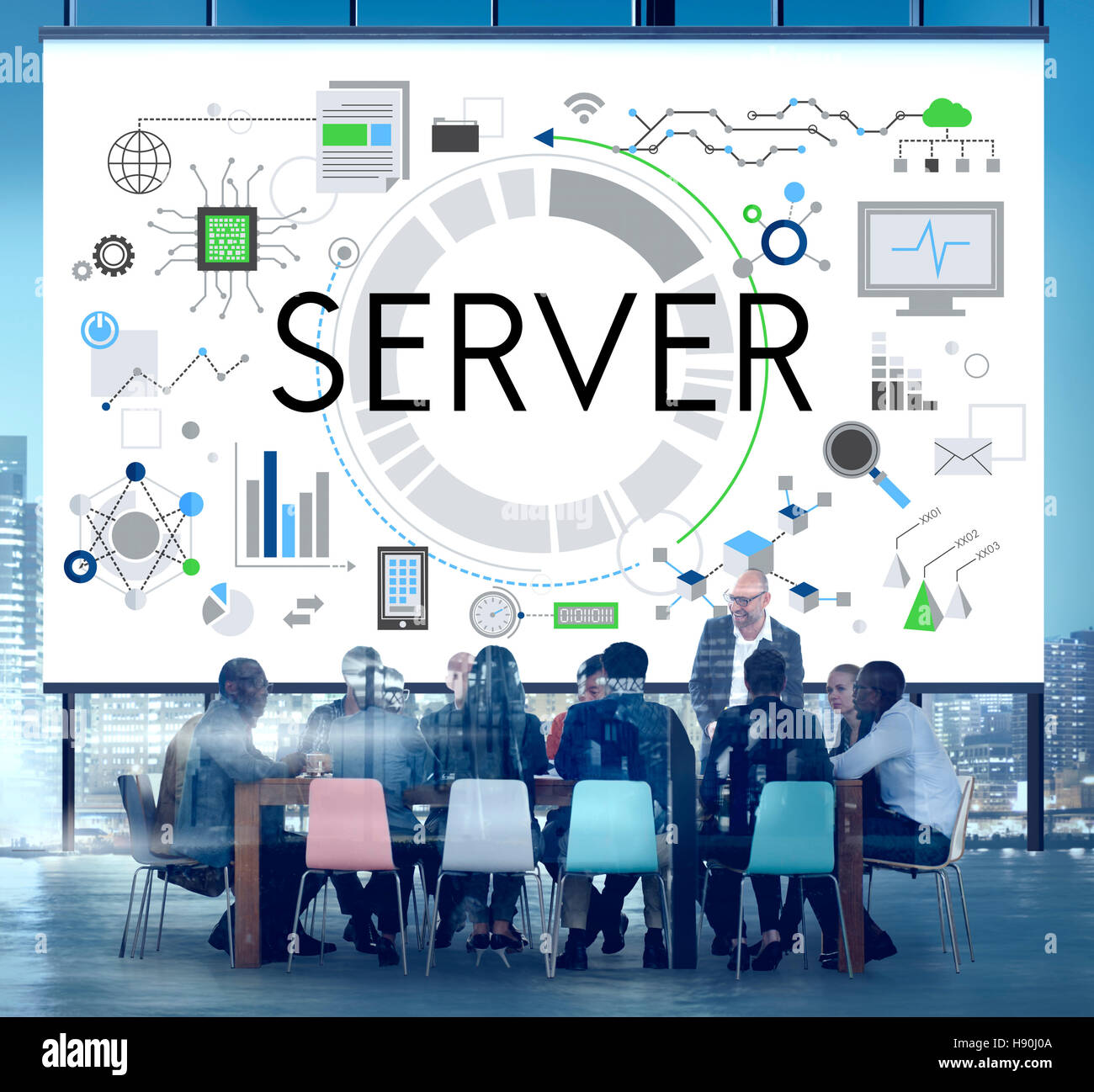 Computer server dati di programma Concetto di connessione Foto Stock