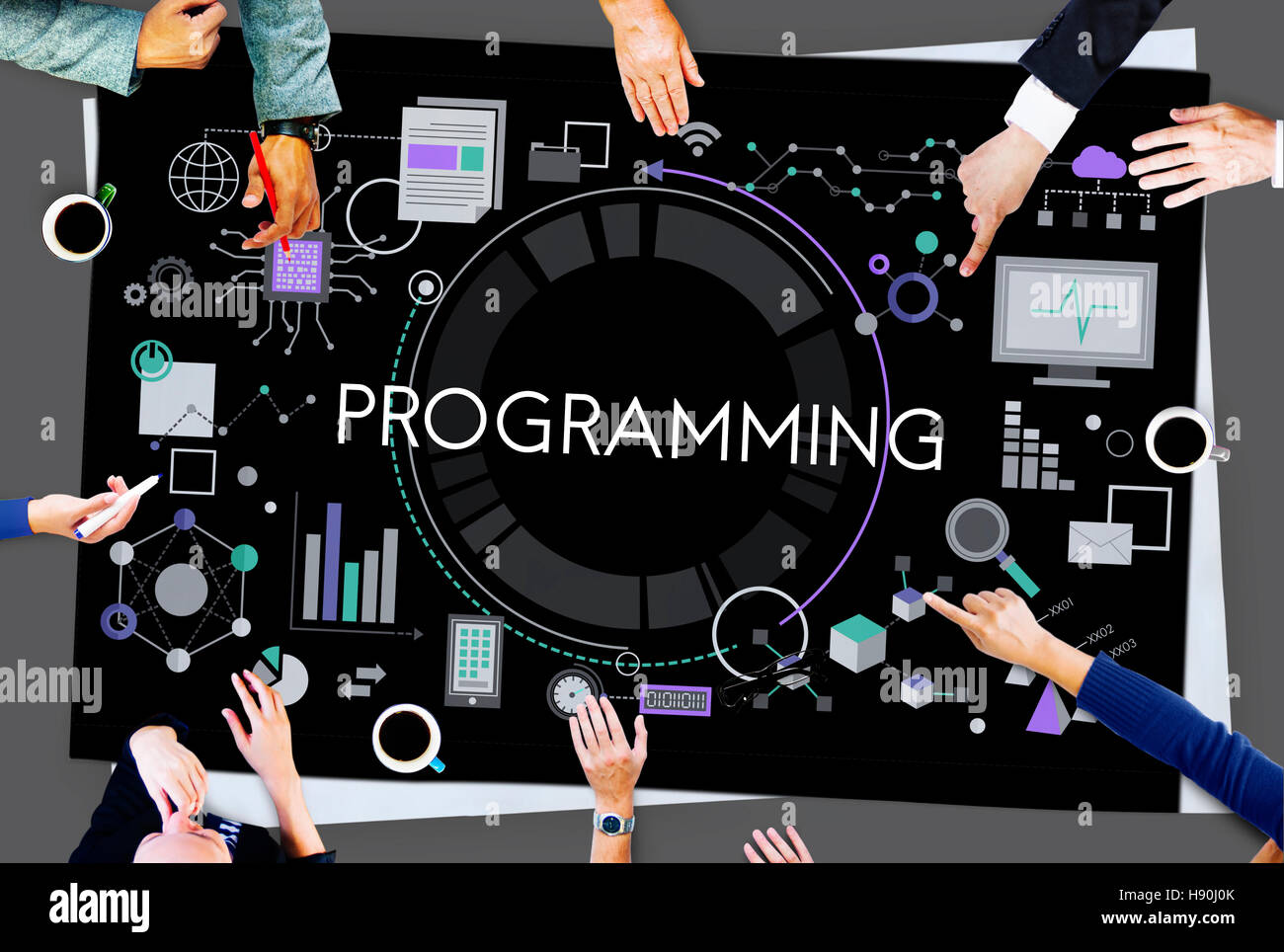 Programmazione di computer digitali media del Programma il concetto di Software Foto Stock