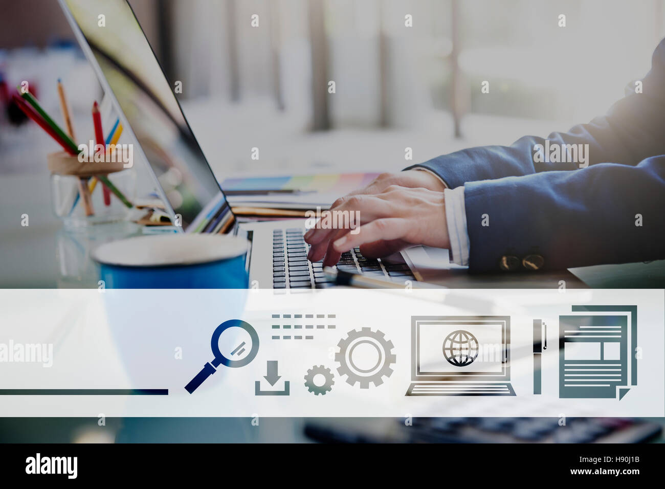 Icona digitale Symbol Global Network il concetto di tecnologia Foto Stock