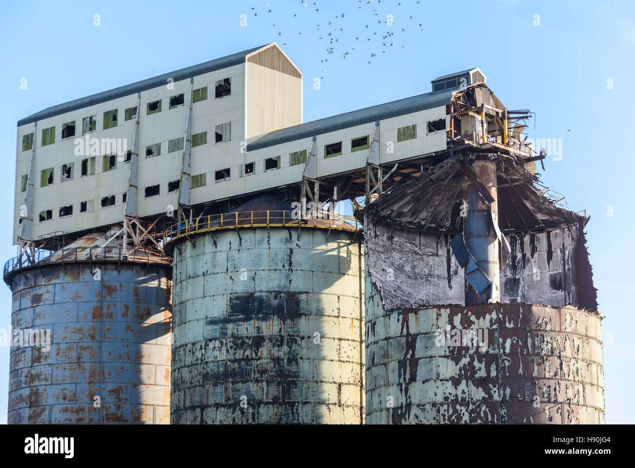 I derelitti resti di un impianto chimico che produce soda ash. Brunner Mond, winnington, Northwich, Cheshire, Regno Unito Foto Stock