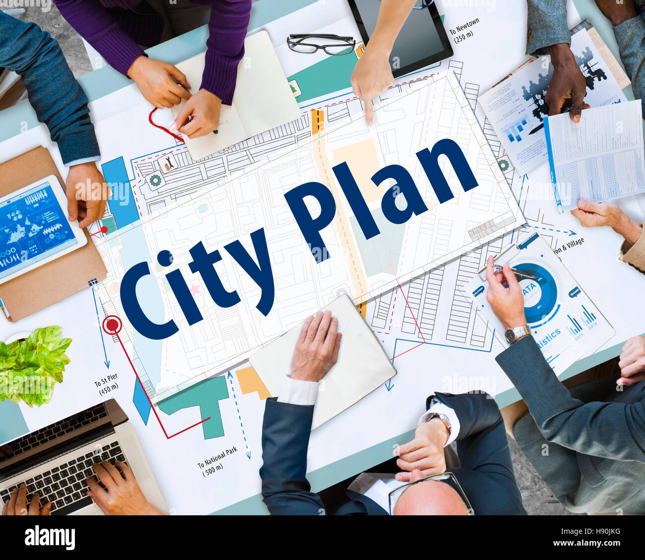 Pianta della Città Architettura Ingegneria concetto di pianificazione Foto Stock