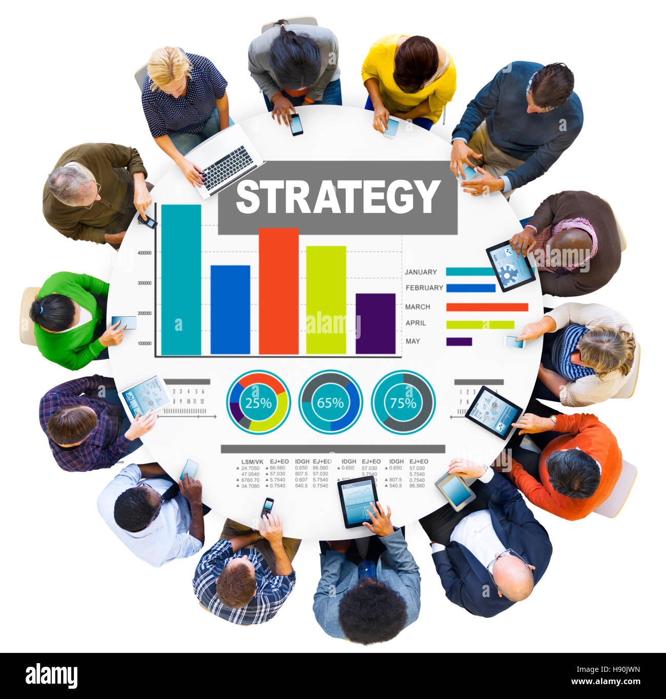 Strategia di informazioni di dati di piano di soluzione di marketing Vision Concept Foto Stock