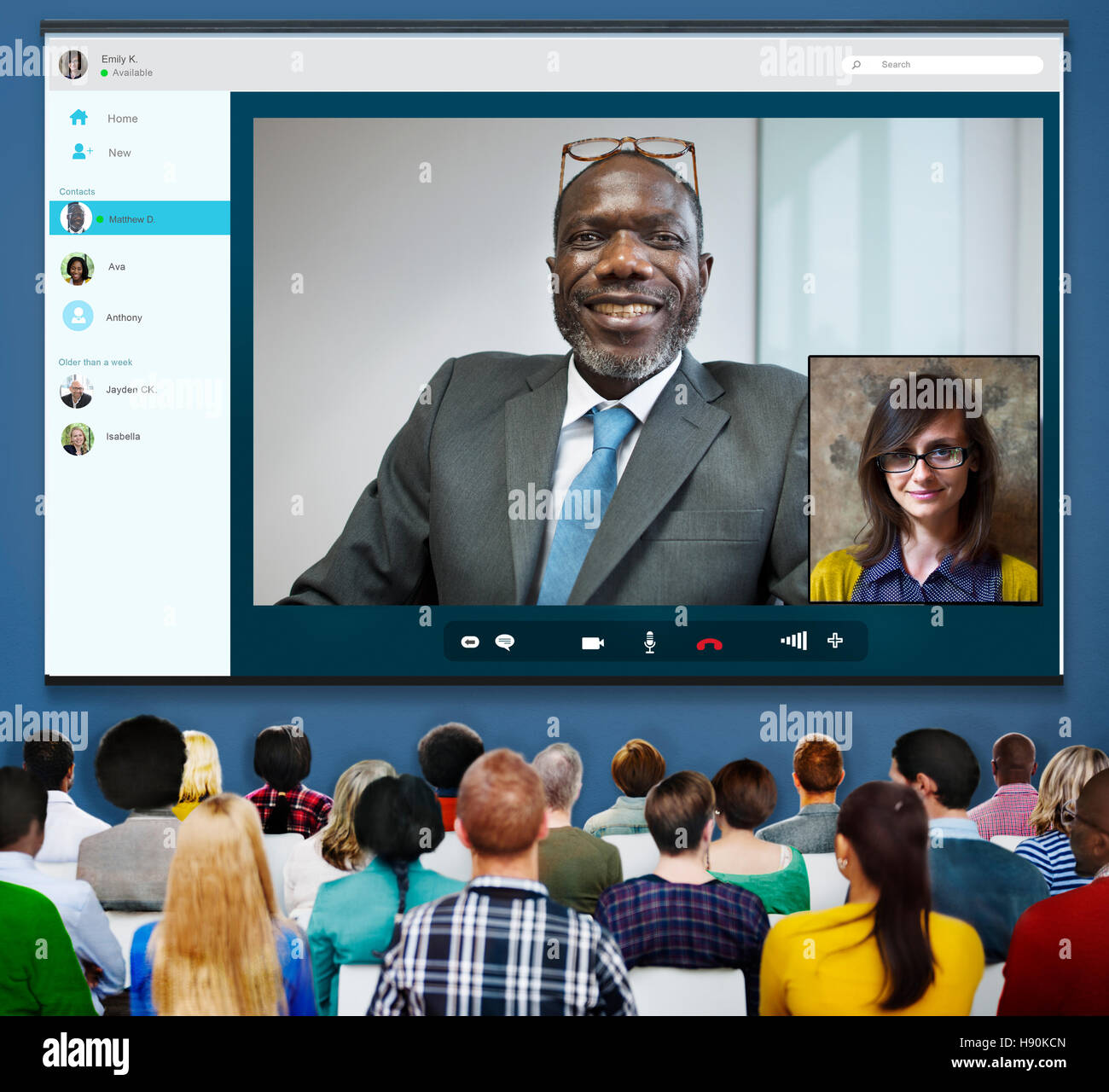 Video Conferenza chiamata chat concetto di comunicazione Foto Stock