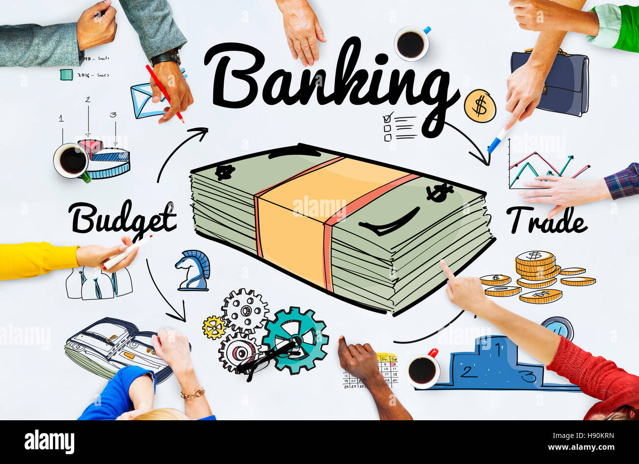 Finanziari bancari denaro Economia concetto di risparmio Foto Stock