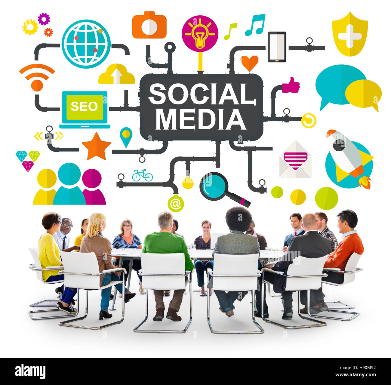Social Media Social Networking connessione concetto globale Foto Stock