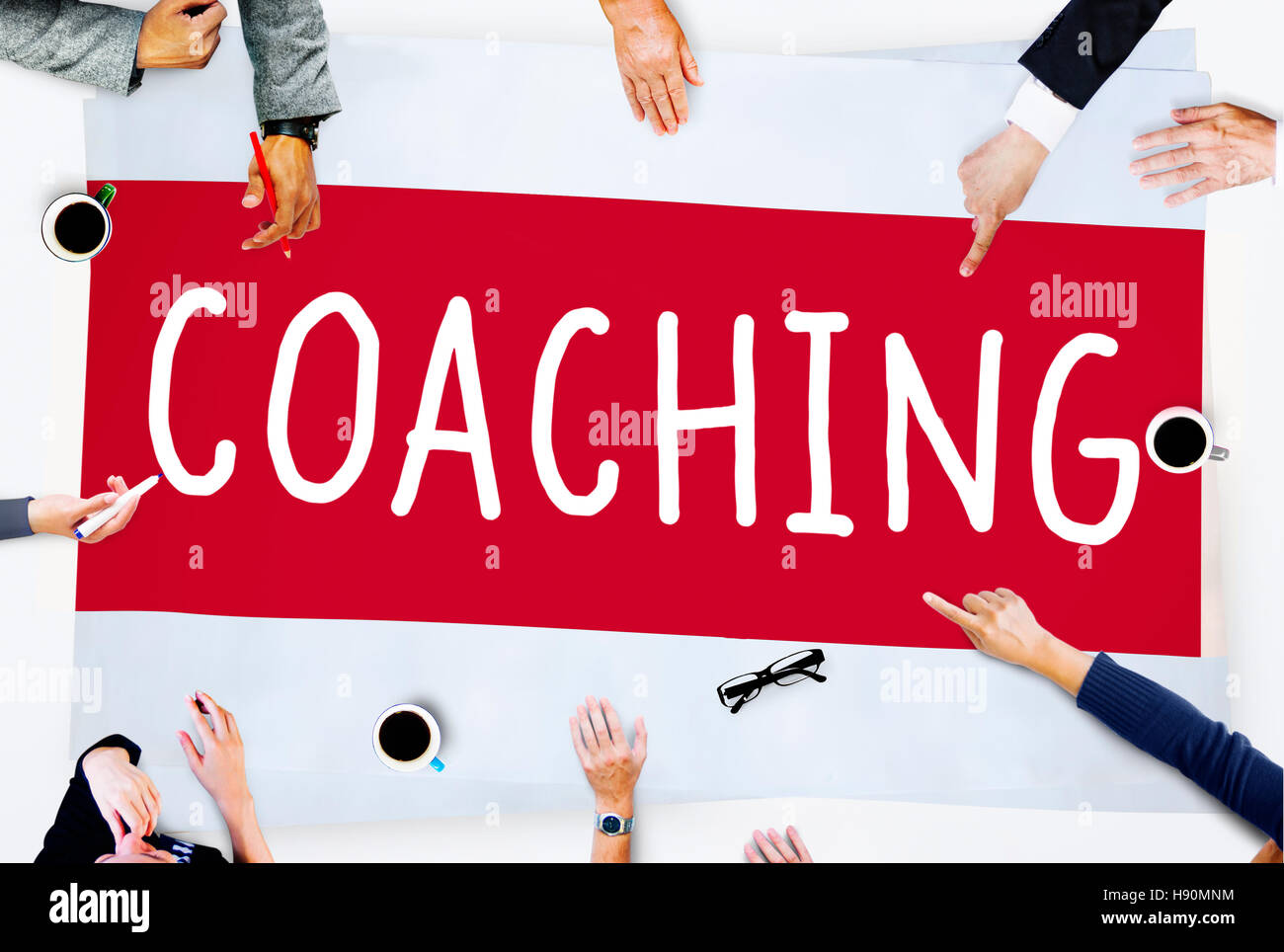 In autobus le abilità di coaching insegnare a insegnare il concetto di formazione Foto Stock