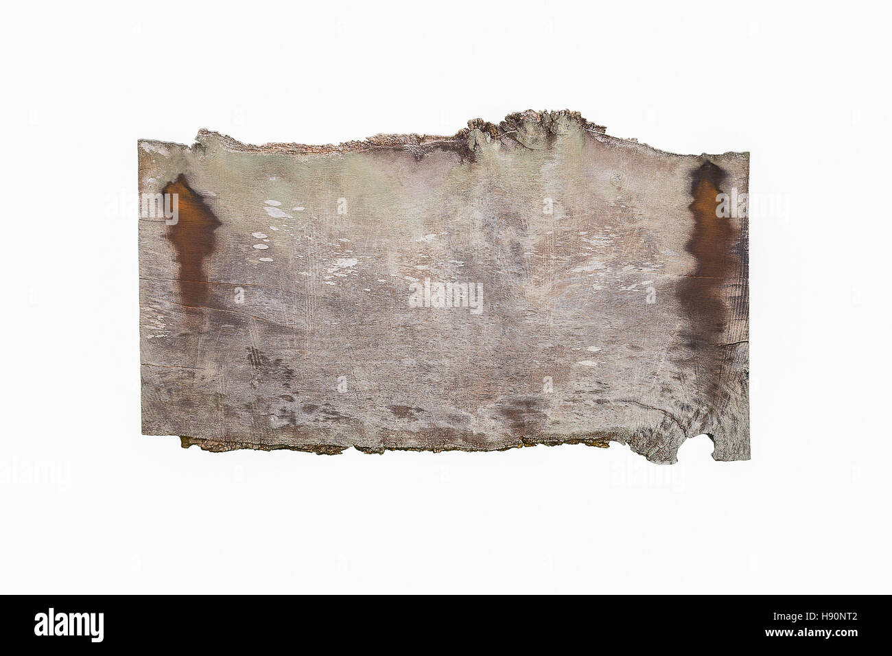 Età compresa tra pannello di legno con uno spazio vuoto isolato su sfondo bianco. Foto Stock