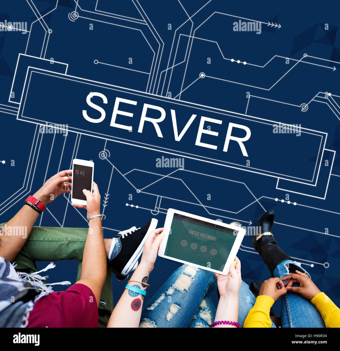 Server Online la tecnologia software di storage di concetto Foto Stock