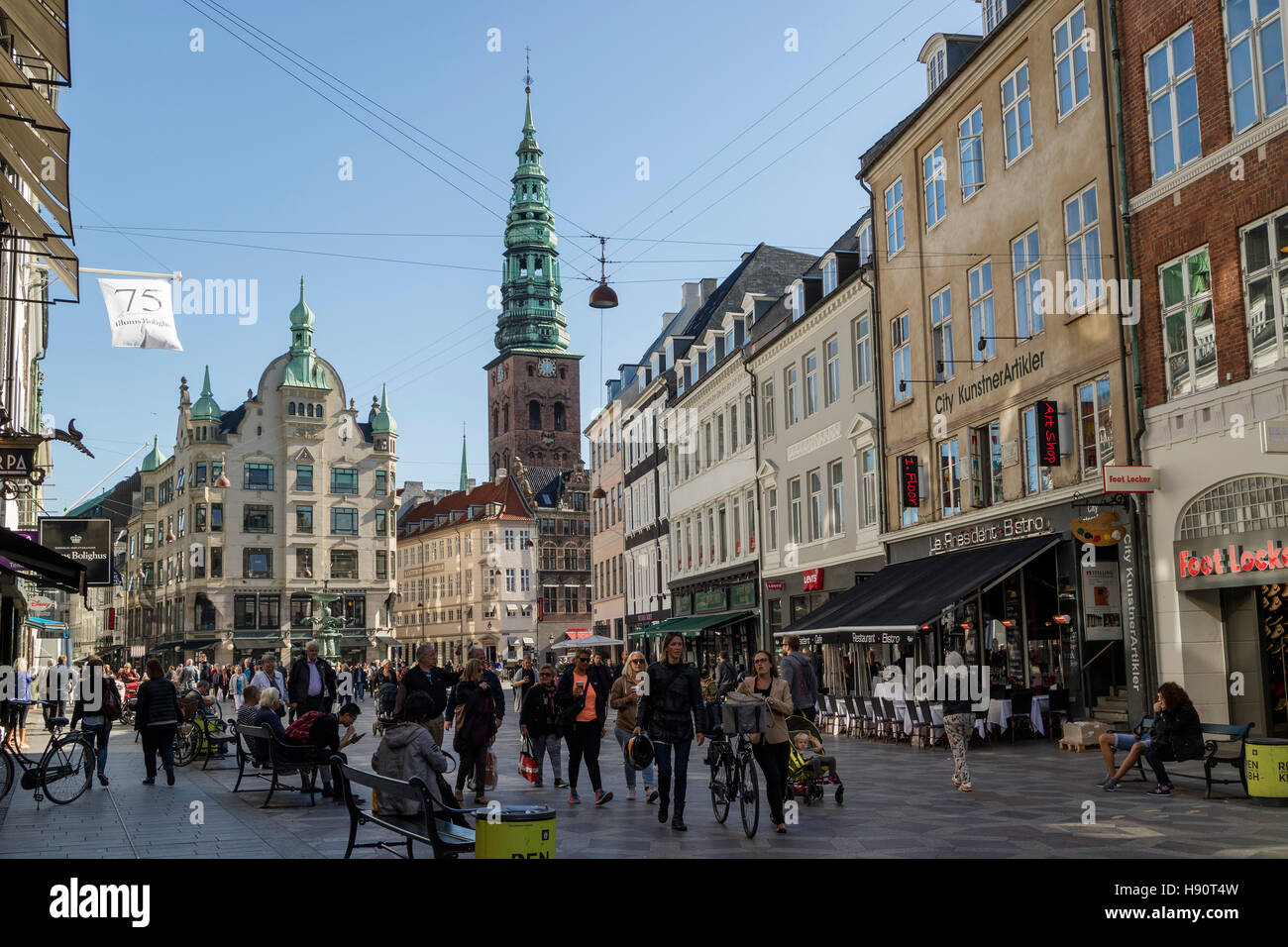 Amagertory square, Strøget, Copenhagen, Danimarca e Scandinavia Foto Stock