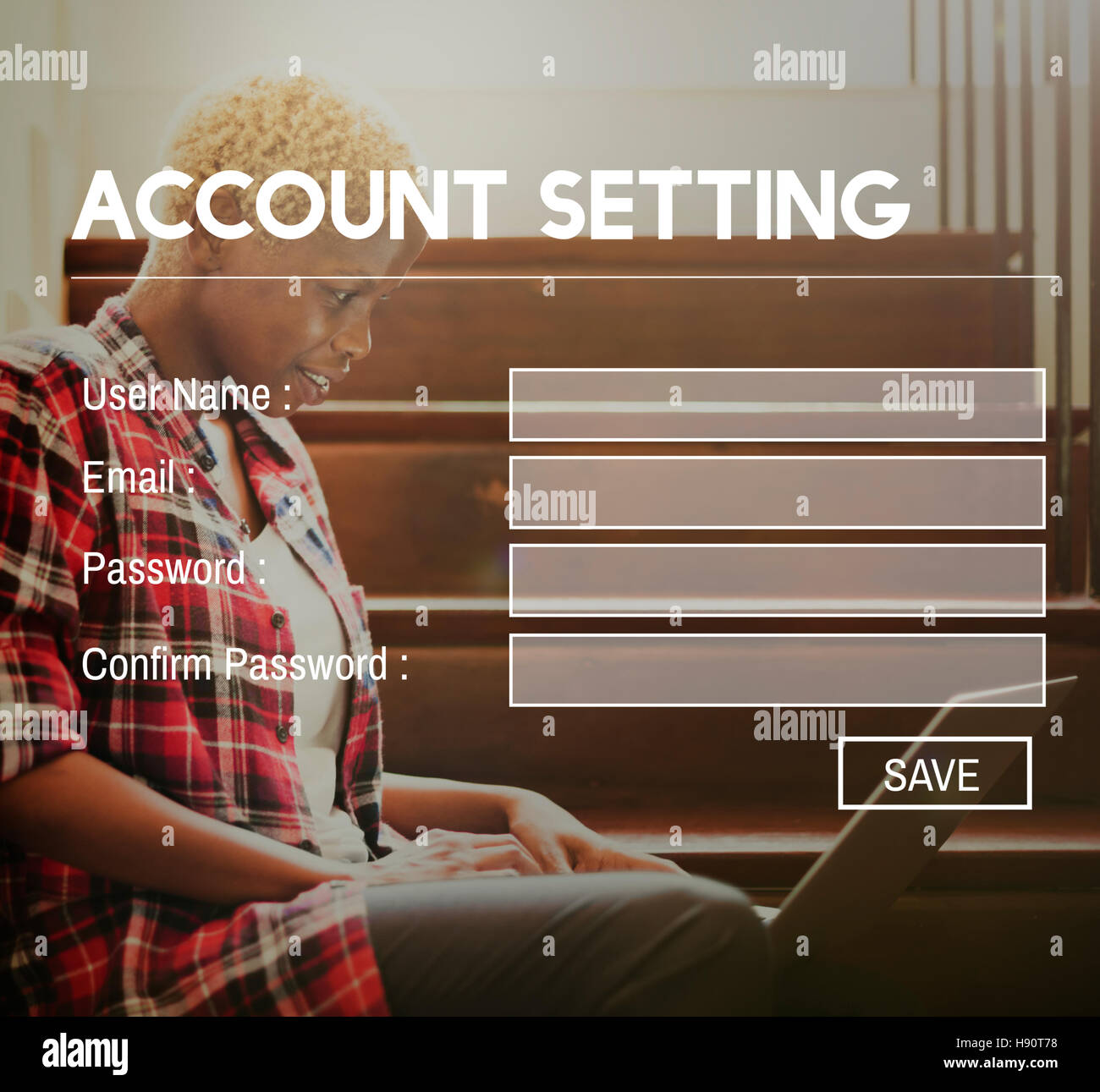 Impostazione contabilità Informazioni applicazione Concetto di Privacy Foto Stock