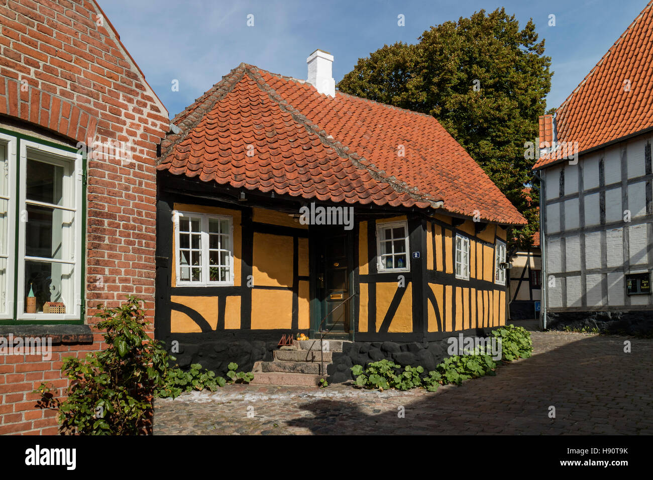 Tradizionale casa colorati nella città di Faaborg, Danimarca Foto Stock