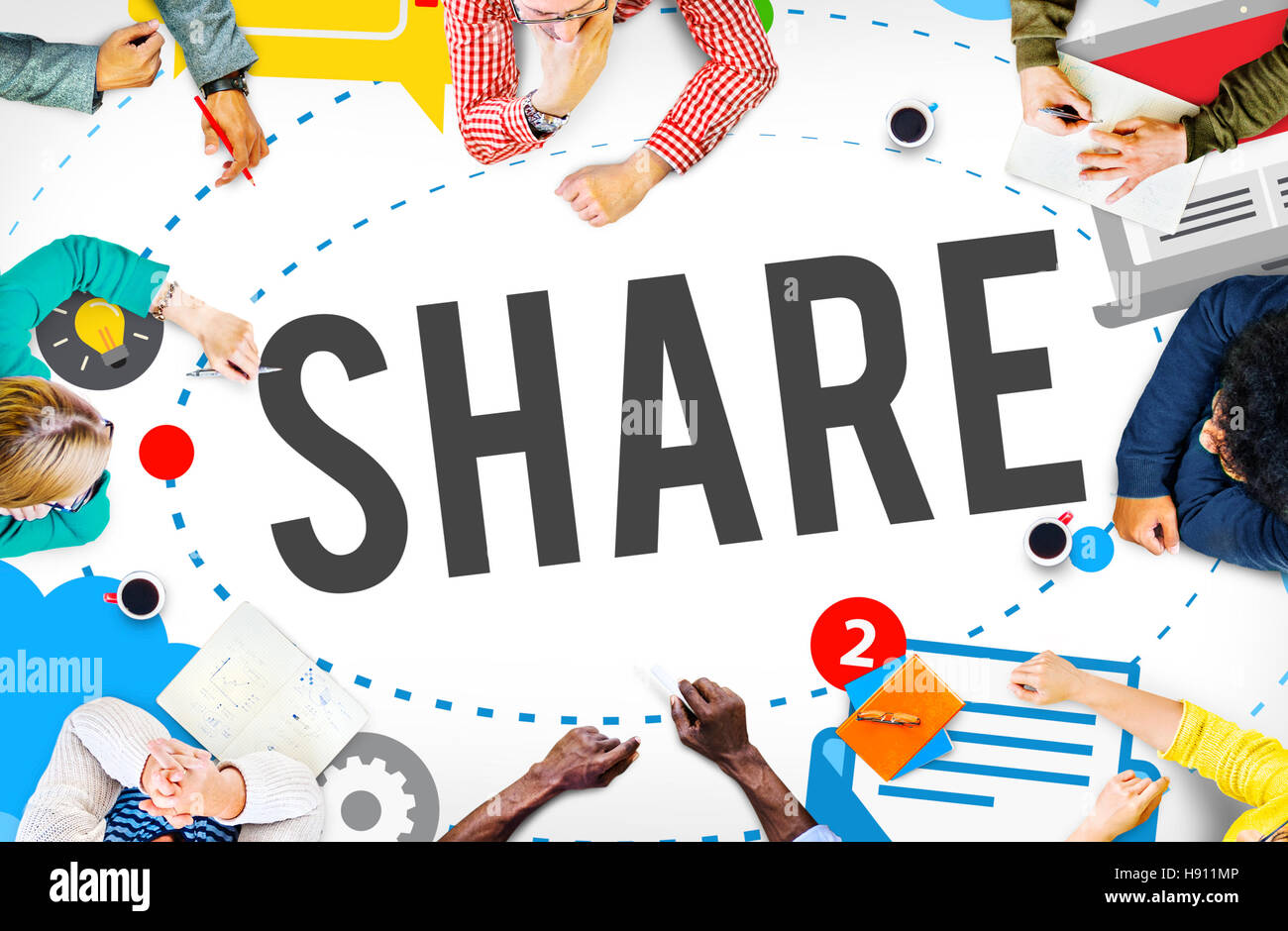 Condividi Post Trend Media Social Media Concept Foto Stock