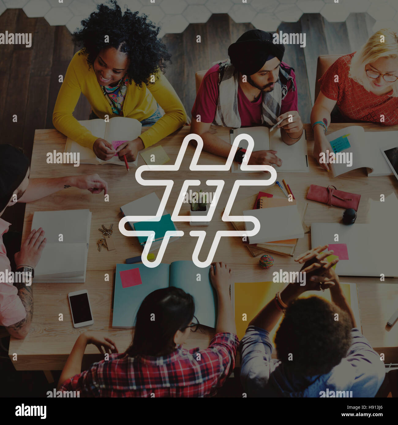 Icona hashtag Social Media Blog Post-NOZIONE Foto Stock