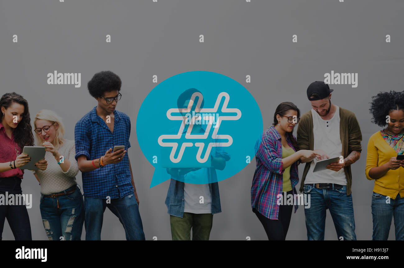 Icona hashtag Social Media Blog Post-NOZIONE Foto Stock