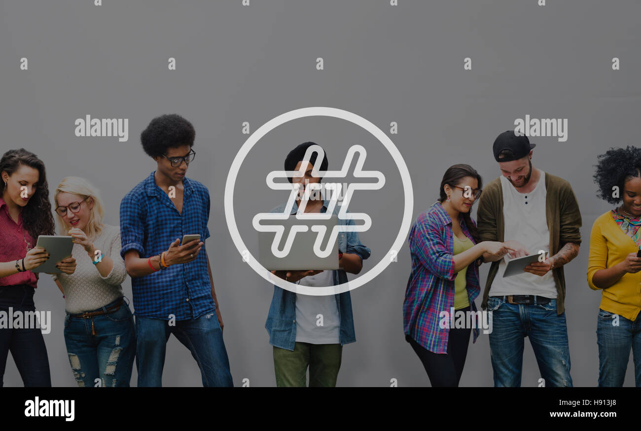 Icona hashtag Social Media Blog Post-NOZIONE Foto Stock