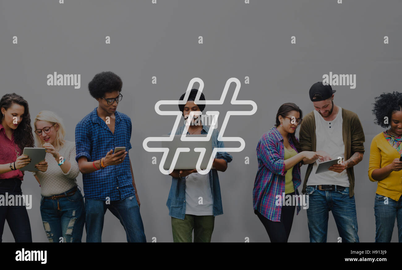 Icona hashtag Social Media Blog Post-NOZIONE Foto Stock