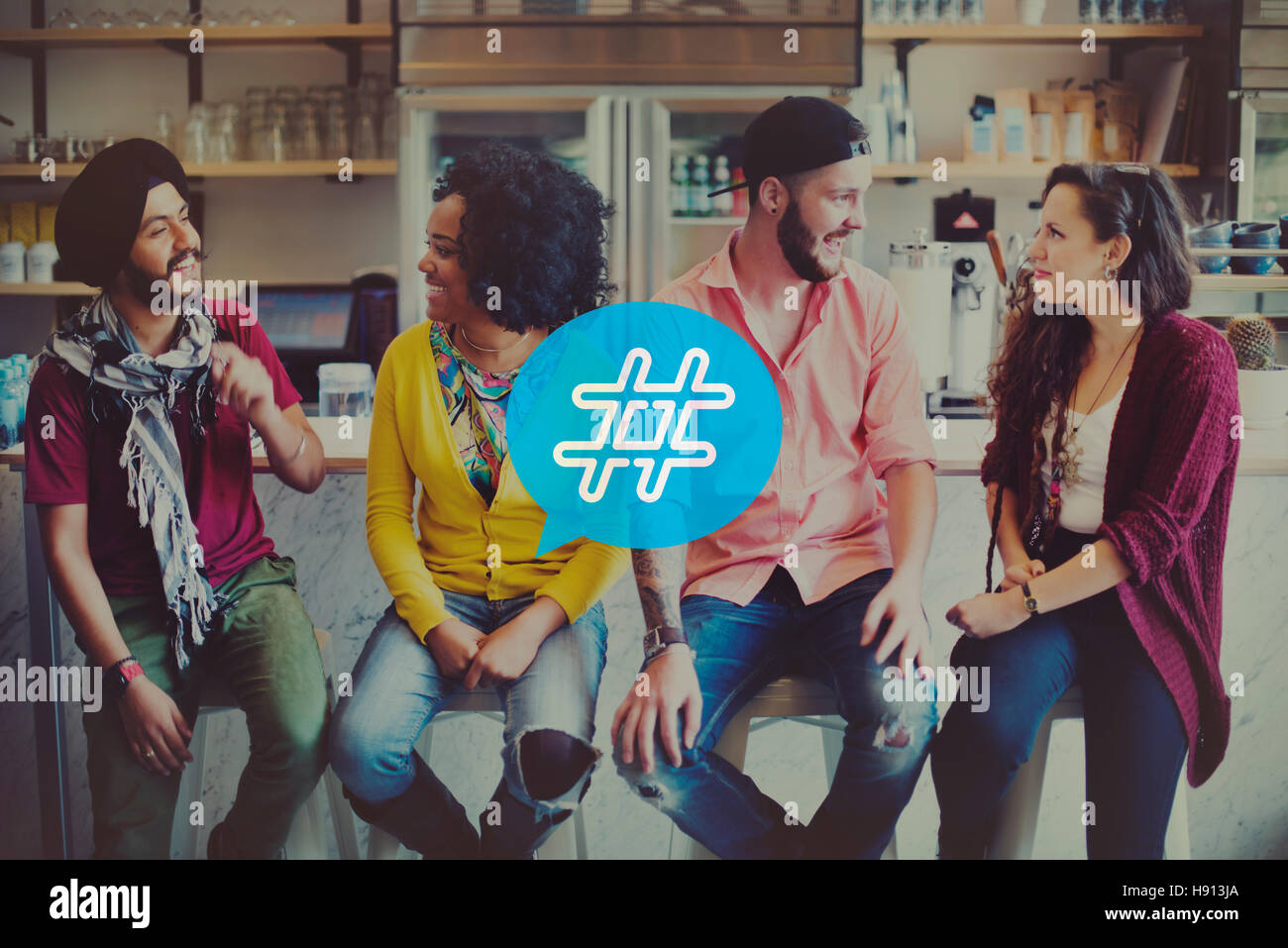 Icona hashtag Social Media Blog Post-NOZIONE Foto Stock