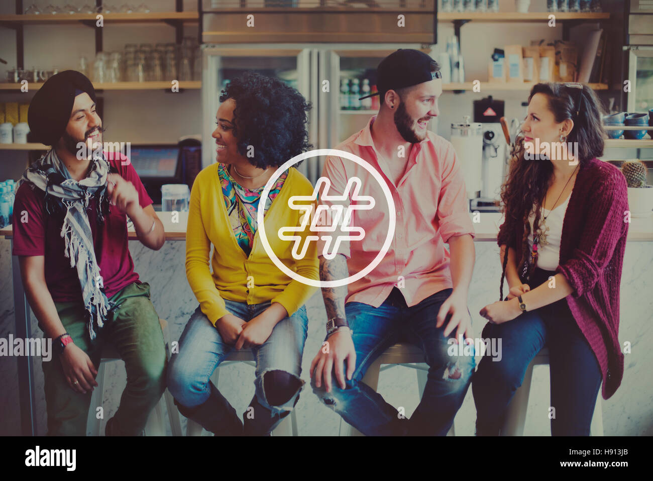 Icona hashtag Social Media Blog Post-NOZIONE Foto Stock