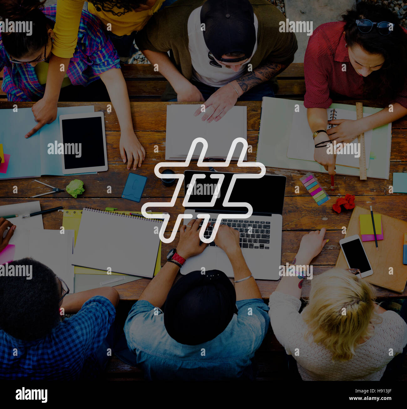 Icona hashtag Social Media Blog Post-NOZIONE Foto Stock