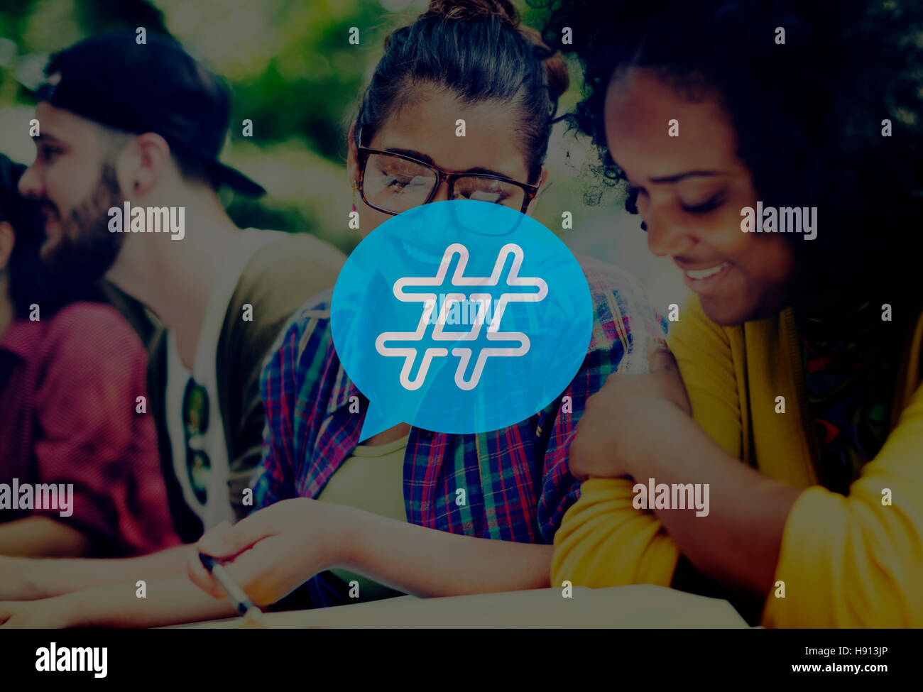 Icona hashtag Social Media Blog Post-NOZIONE Foto Stock