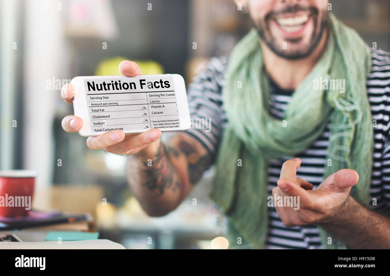 Fatti di nutrizione Salute Medicina Eatting dieta alimentare Concept Foto Stock