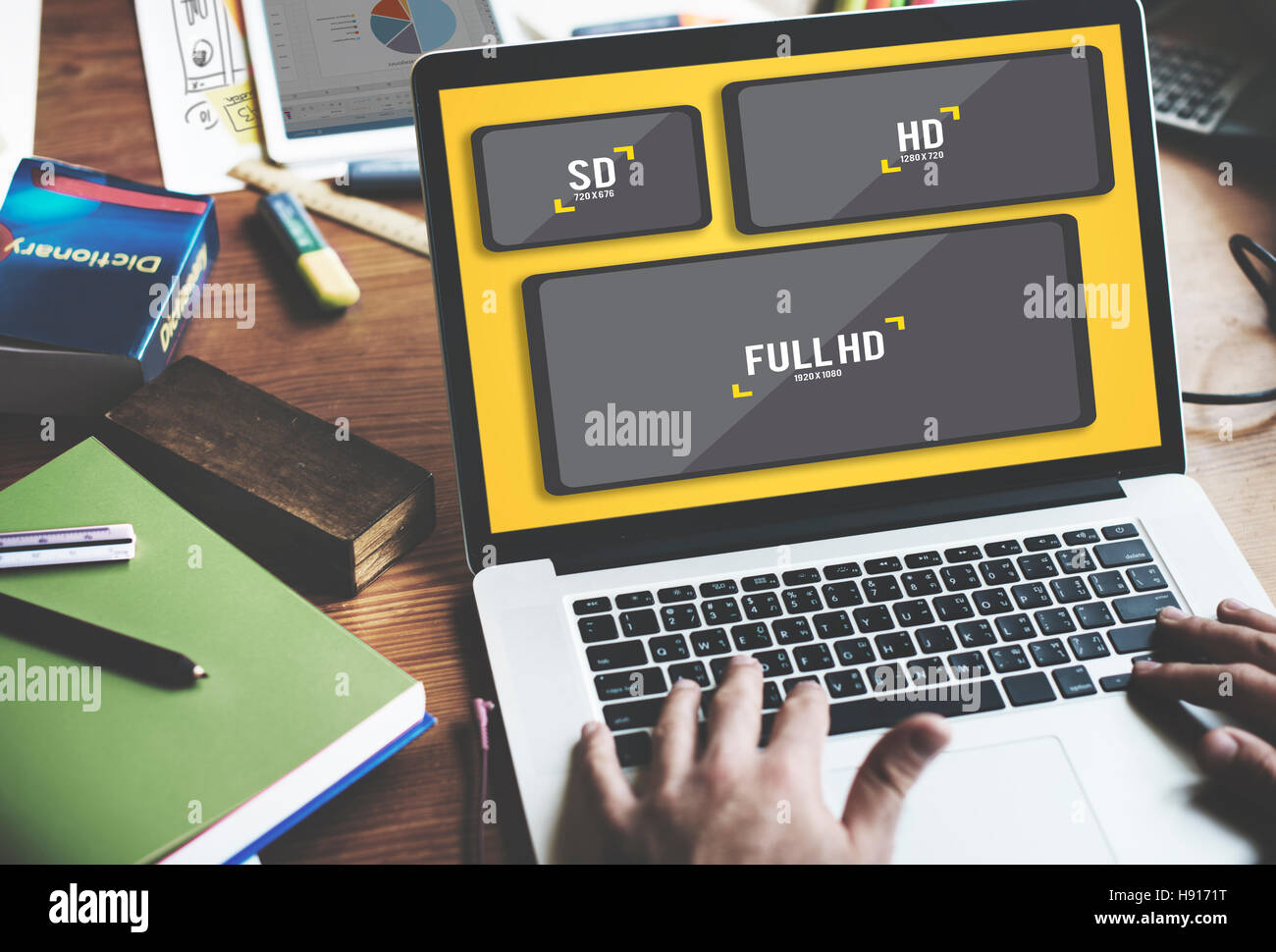 Televisione multimediale Resoultion Concetto tecnologico Foto Stock