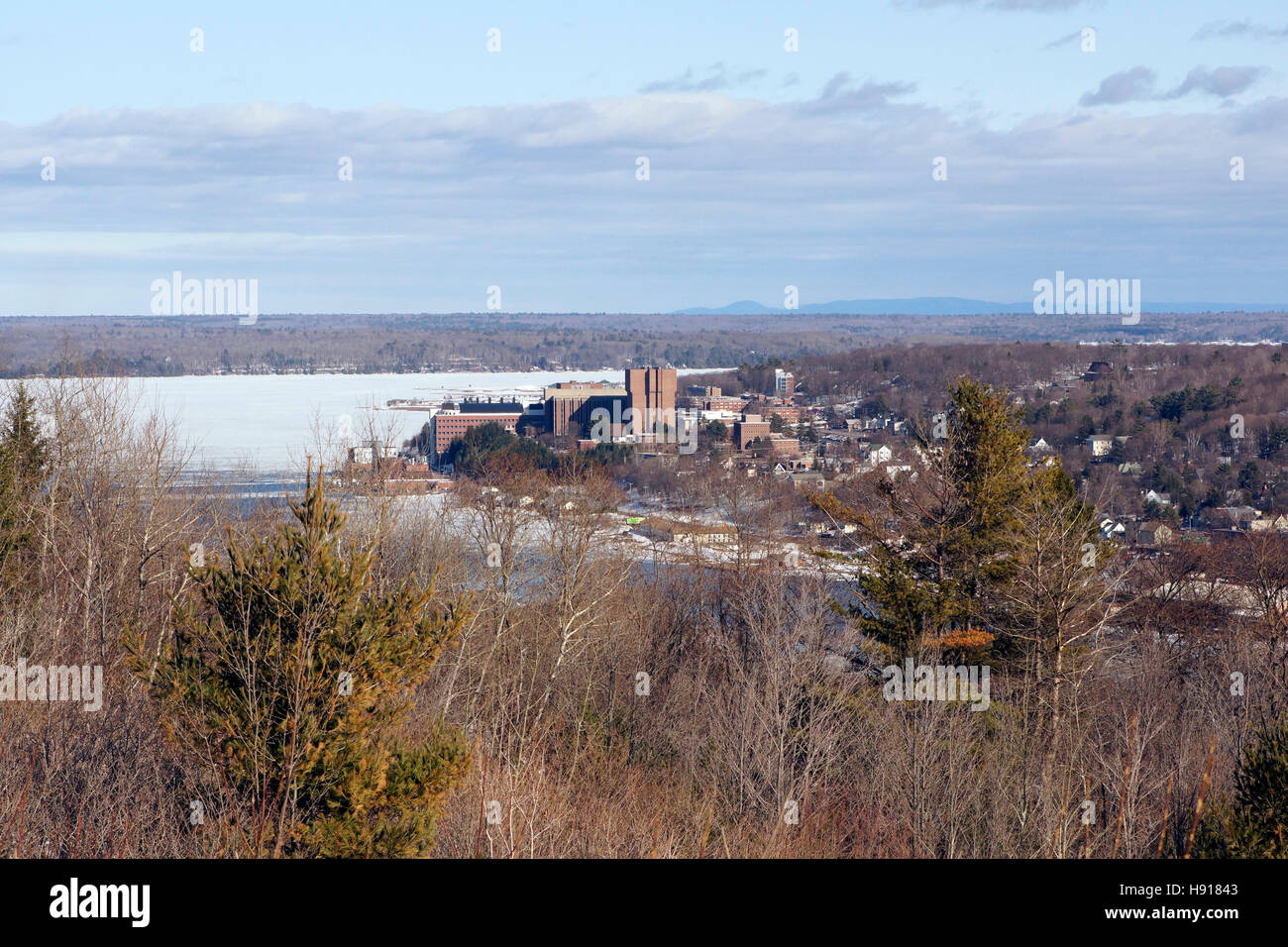 Scena invernale del campus del Michigan Technological University in Houghton, MI. Foto Stock