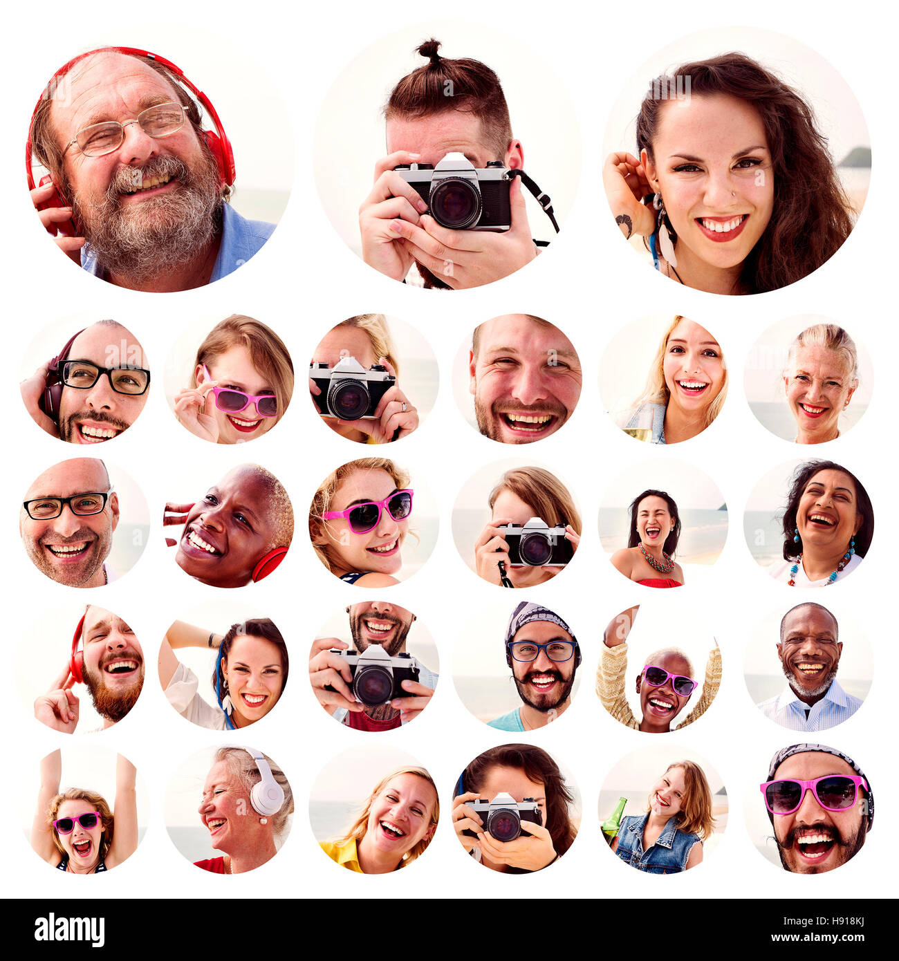 Persone serie di facce diversità volto umano concetto Foto Stock