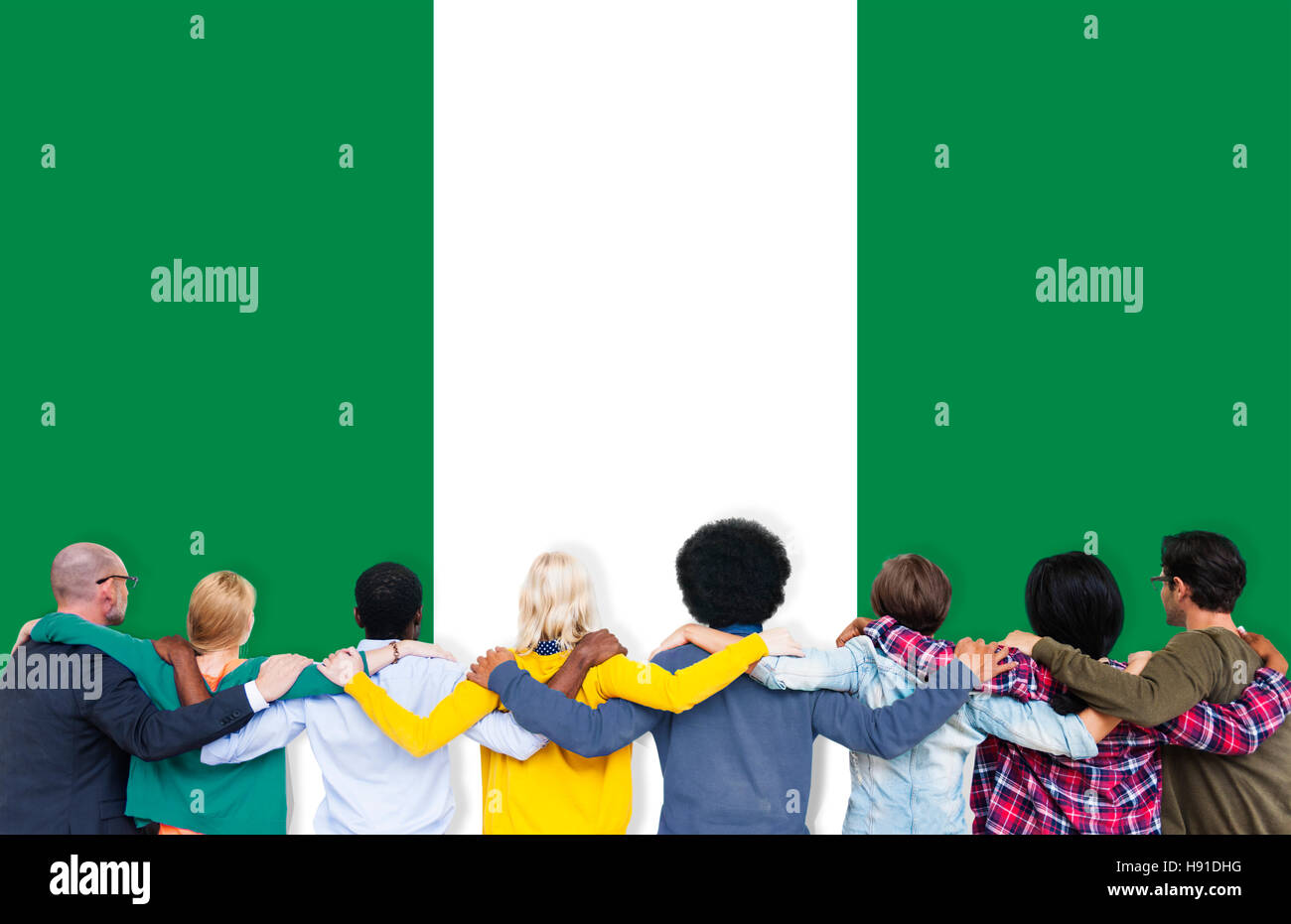 Nigeria bandiera nazionale del lavoro di squadra il concetto di diversità Foto Stock