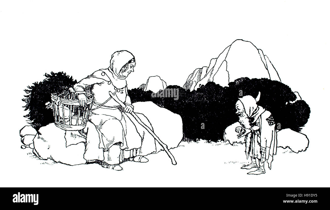 Sedette dal modo di riposo. Libro per bambini illustrazione di William Heath Robinson, dal 1934 Prenota di folletti, la magia di pentola e Magic Ball. Foto Stock