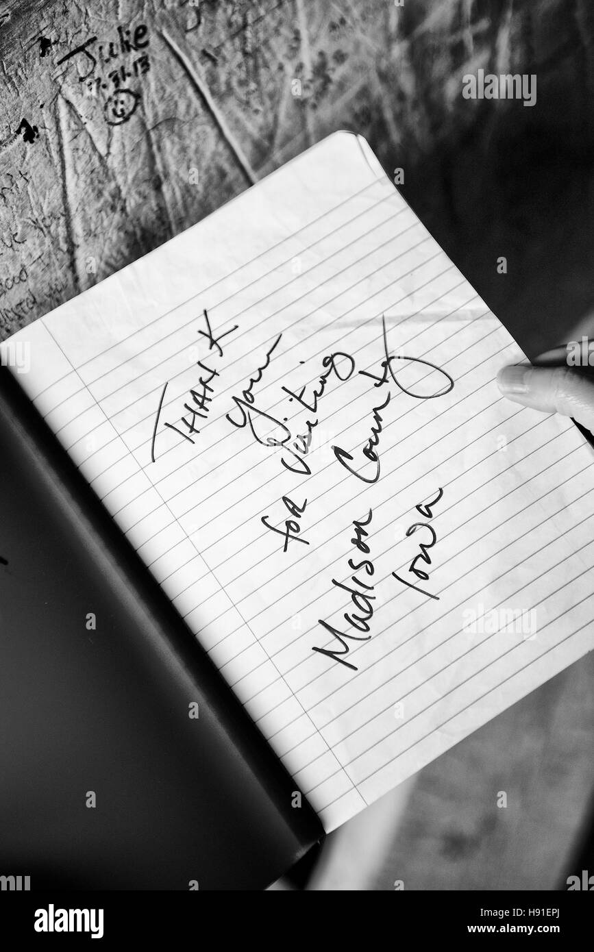 Prenota - benvenuti a Madison County, Iowa, USA Foto Stock