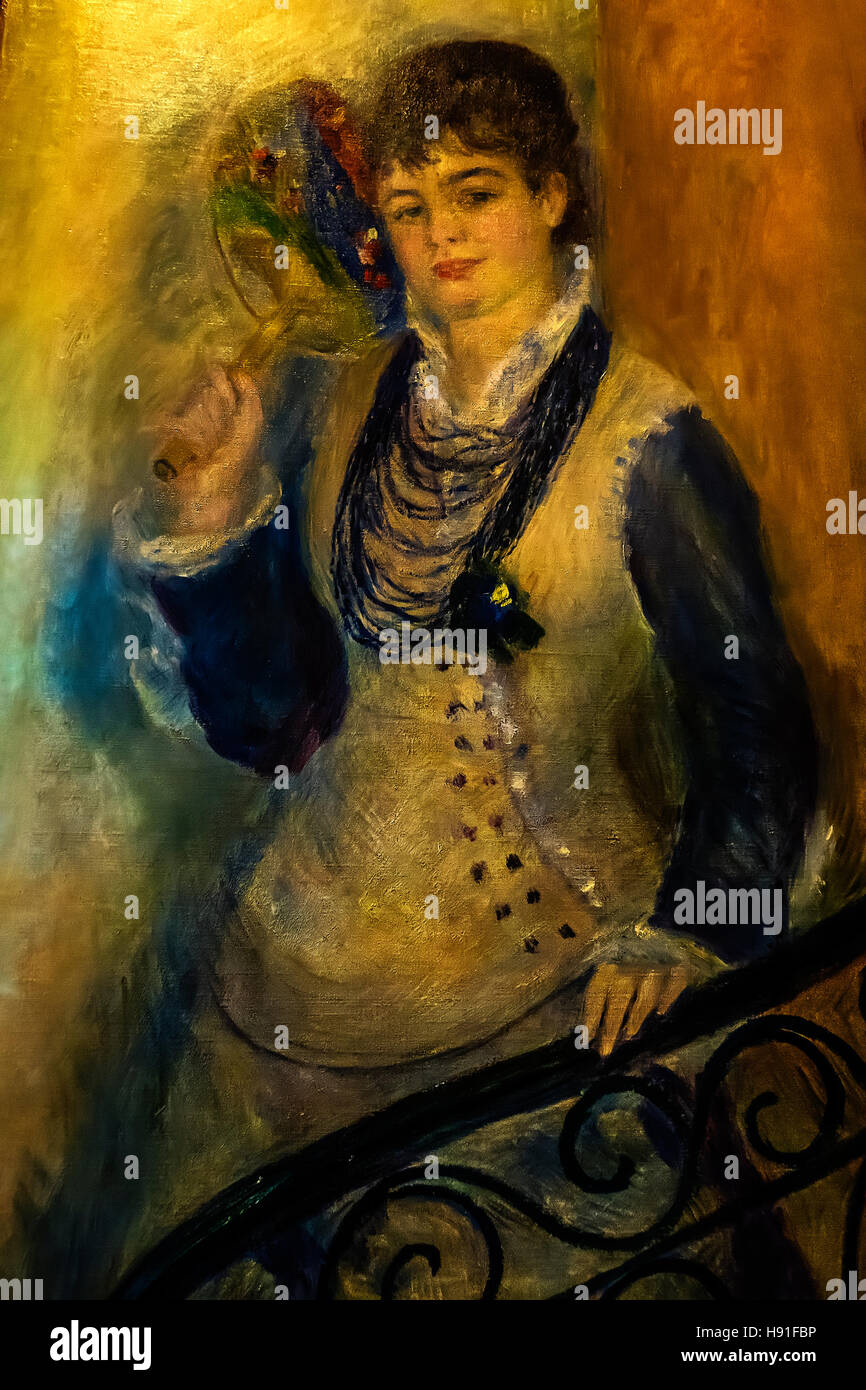 Pittura donna su una scala Renoir l'Eremo di San Pietroburgo Foto Stock