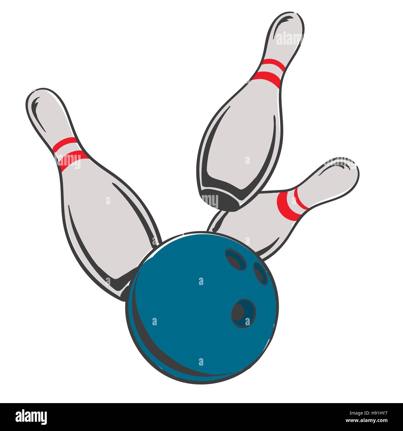 Palla da bowling e spine Illustrazione Vettoriale