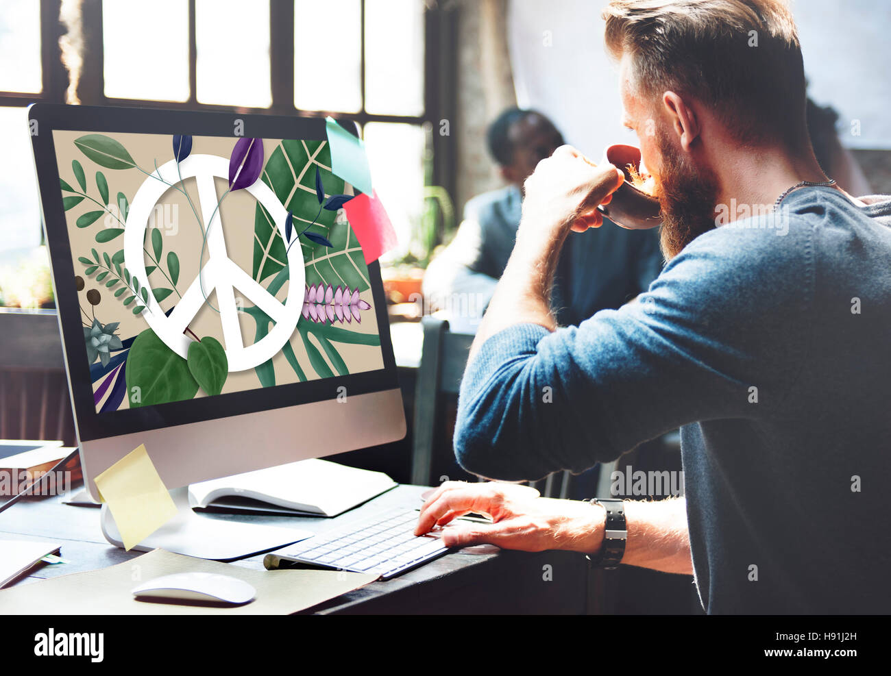 La pace felice amore Hippie concetto retrò Foto Stock