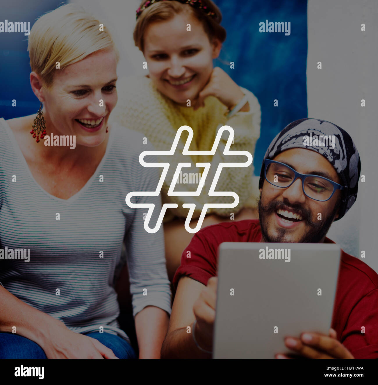 Icona hashtag Social Media Blog Post-NOZIONE Foto Stock