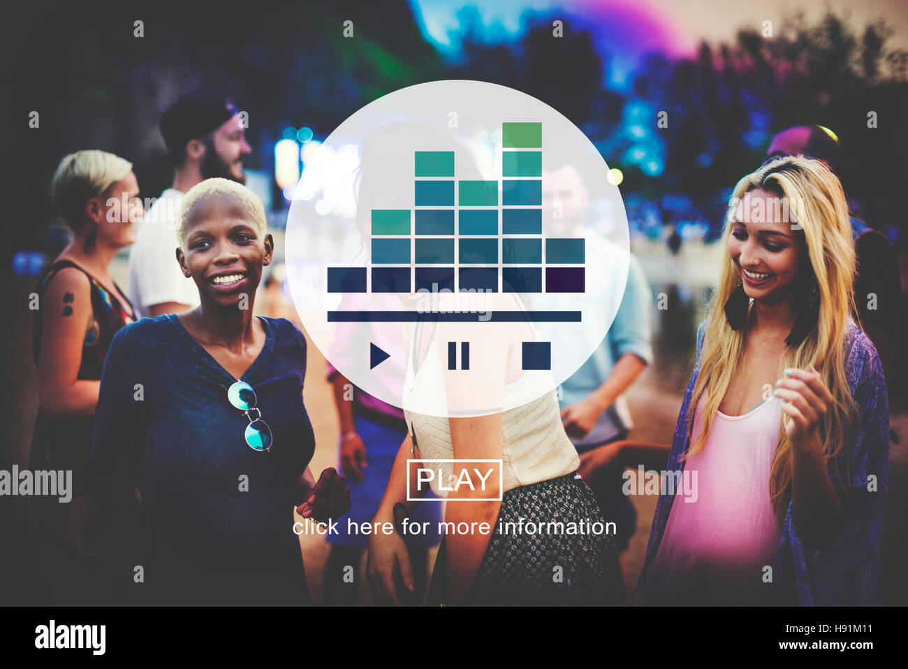 Music Player Media Audio Play Concept Foto Stock